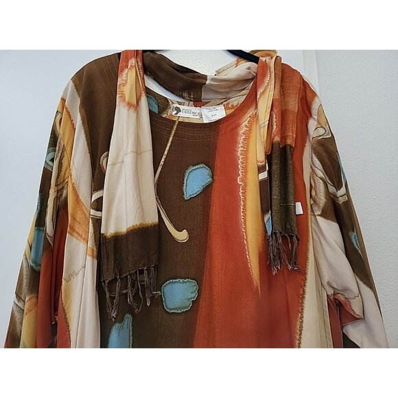 Essence by Mail Bali Boho Layered Dress Kaftan Burnt Orange Brown Med - Picture 6 of 11